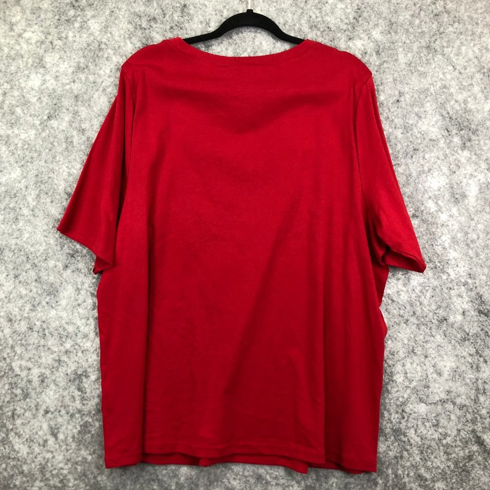 Karen Scott Top Size 0X Women Elbow Short Sleeve V Neck Solid Red Button Accent - Picture 7 of 10